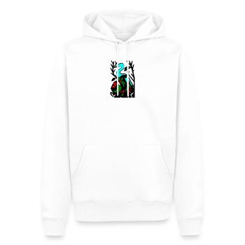 Blauer Reiher im Blattwerk - Männer Premium Bio Hoodie - Weiß - Vorne - Nico (187cm)