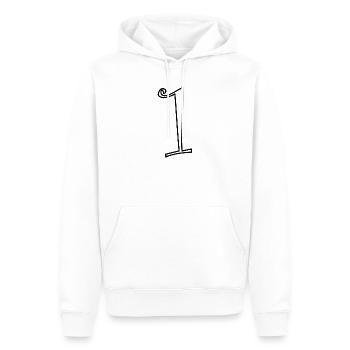 1. 1 Jahr. 1. JUBILÄUM. 1-JÄHRIGES JUBILÄUM - Männer Premium Bio Hoodie - Weiß - Vorne - Nico (187cm)