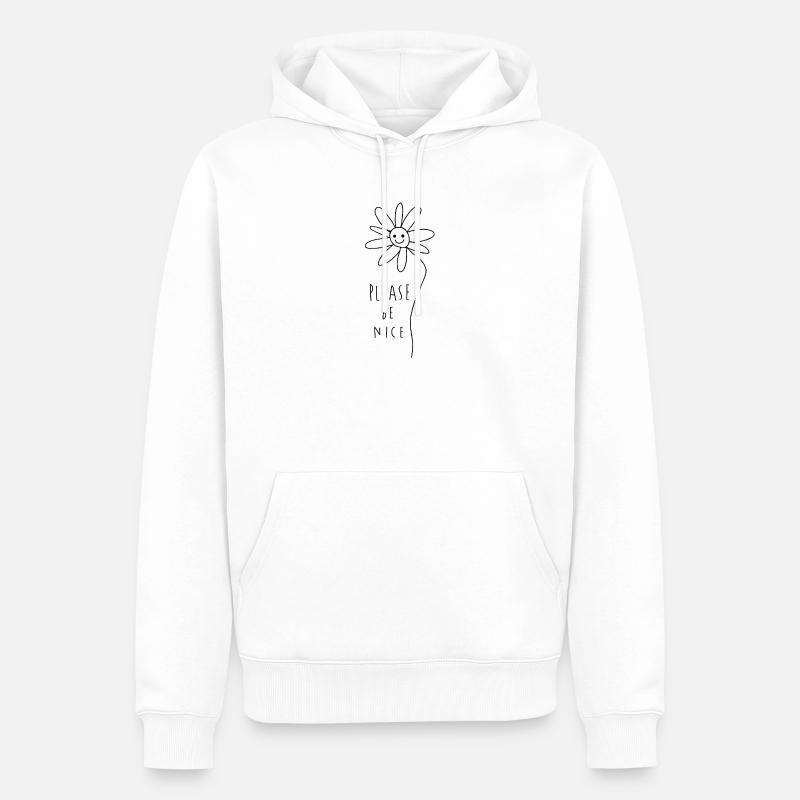 Please be nice – Freundliches Minimal Statement - Männer Premium Bio Hoodie - Weiß
