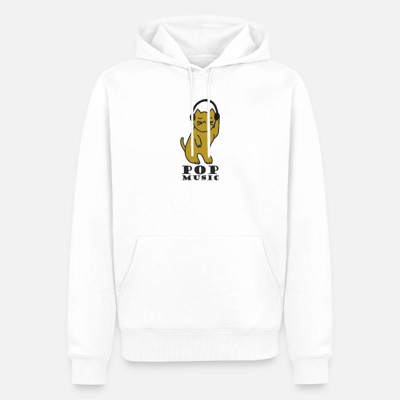 DJ chat avec un casque - Sweat à capuche Premium bio Homme - blanc