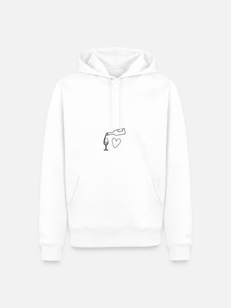 Wein und Herz - Männer Premium Bio Hoodie - Weiß