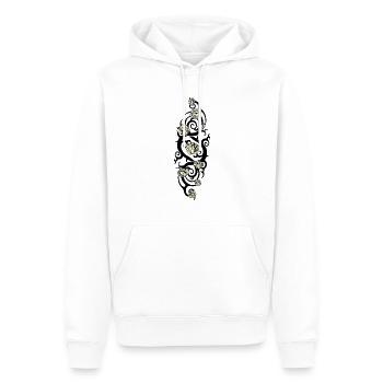 rosier tribal 1 noir roses blanches - Sweat à capuche Premium bio Homme - blanc - Devant - Nico (187cm)