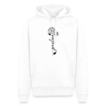 Paulina Nom Prénom Nom Fleur - Sweat à capuche Premium bio Homme - blanc - Devant - Nico (187cm)