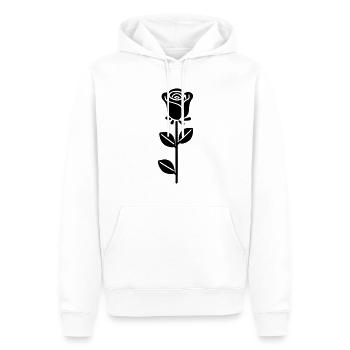 Rosa Blume - Männer Premium Bio Hoodie - Weiß - Vorne - Nico (187cm)