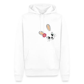 Lapin mignon lapin Pâques lapin Fleur mignonne - Sweat à capuche Premium bio Homme - blanc - Devant - Nico (187cm)