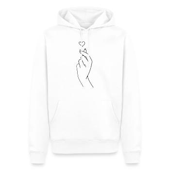 La main saisit le cœur - Sweat à capuche Premium bio Homme - blanc - Devant - Nico (187cm)