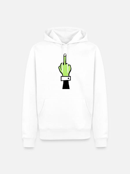 Zombie Hand Middle Finger - Men’s Premium Organic Hoodie - white