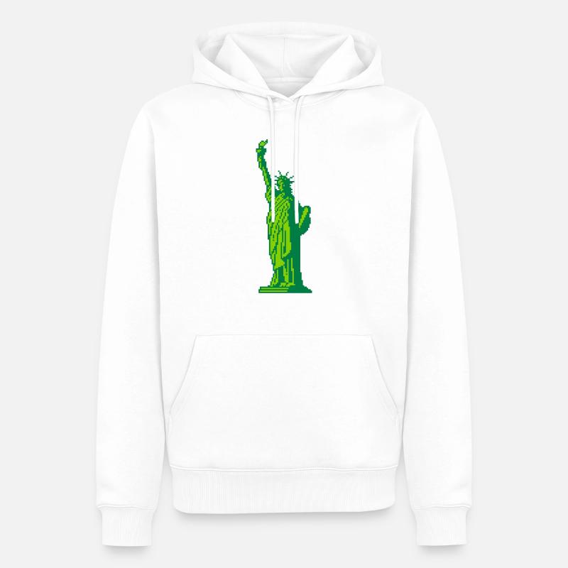 8bit Freiheitsstatue - Männer Premium Bio Hoodie - Weiß