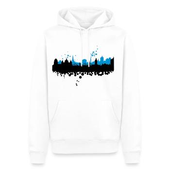 Skyline Leipzig sale - Sweat à capuche Premium bio Homme - blanc - Devant - Nico (187cm)