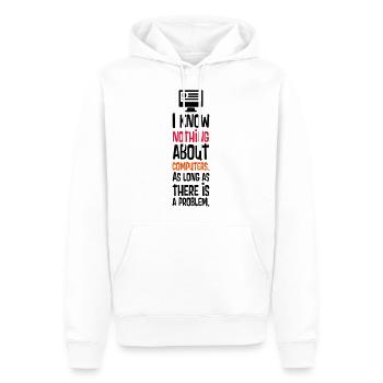 I KNOW NOTHING ABOUT COMPUTERS - Men’s Premium Organic Hoodie - white - Front - Nico (187cm)