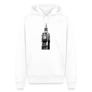 BIG BEN WAHRZEICHEN ENGLAND LONDON STENCIL - Männer Premium Bio Hoodie - Weiß - Vorne - Nico (187cm)