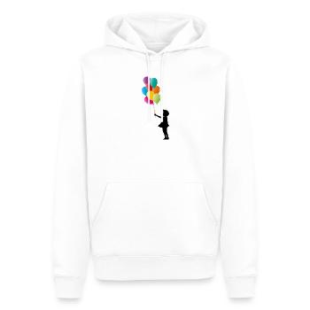 Fille avec des ballons colorés - Sweat à capuche Premium bio Homme - blanc - Devant - Nico (187cm)
