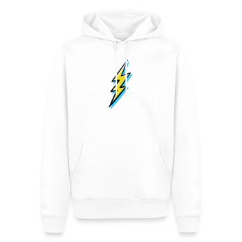 Blitz im Vorhut-Stil - Männer Premium Bio Hoodie - Weiß - Vorne - Nico (187cm)