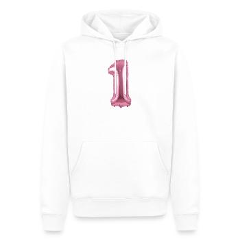 T-shirt d’anniversaire, ballon de premier anniversaire - Sweat à capuche Premium bio Homme - blanc - Devant - Nico (187cm)