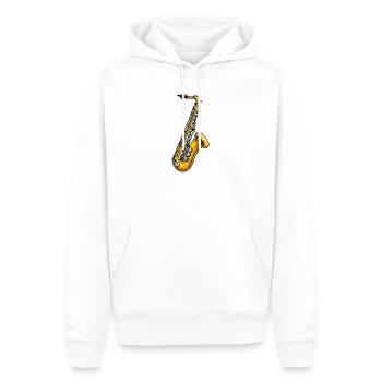 Saxophone d’or dans le style jazz - Sweat à capuche Premium bio Homme - blanc - Devant - Nico (187cm)