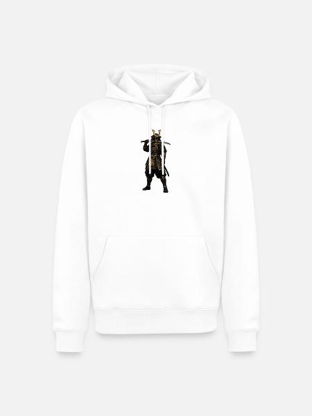 Samurai-Krieger in goldener Rüstung - Männer Premium Bio Hoodie - Weiß