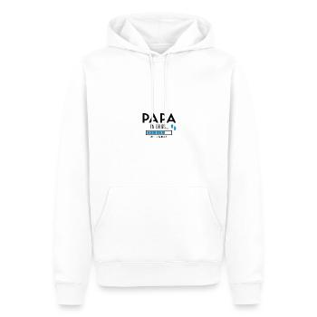 Papa en cour - Sweat à capuche Premium bio Homme - blanc - Devant - Nico (187cm)