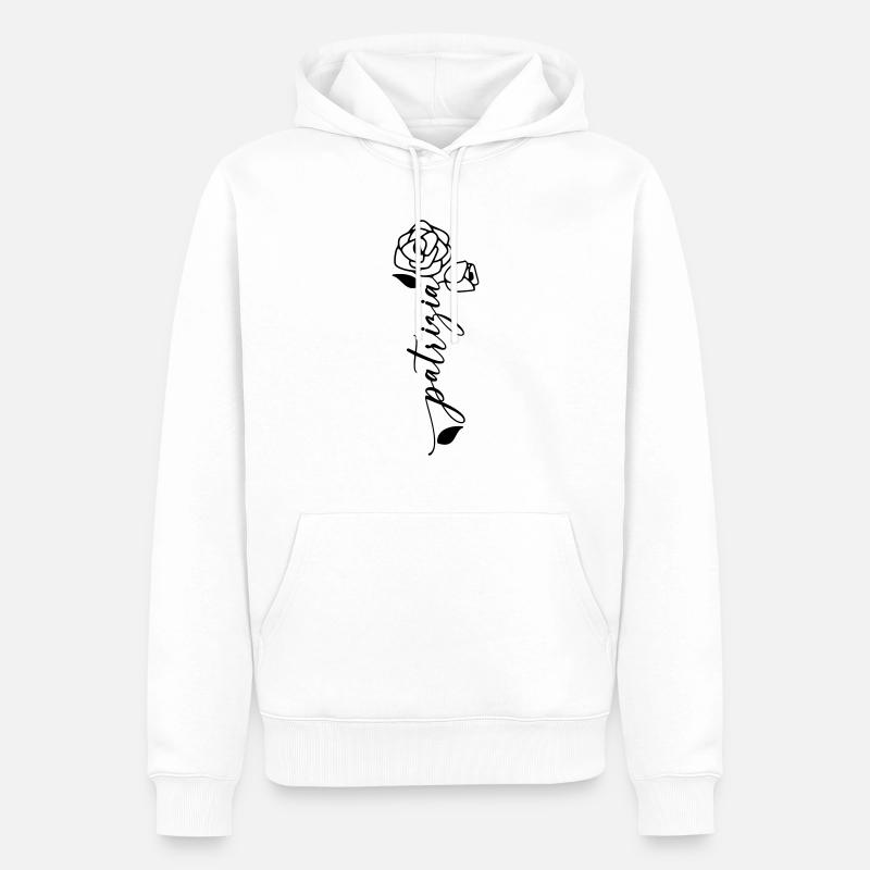 Patrizia Nom Prénom Fleur - Sweat à capuche Premium bio Homme - blanc