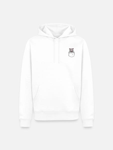 Nilpferd in der Tasche - Männer Premium Bio Hoodie - Weiß