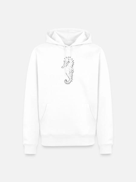 Seepferdchen Linienzeichnung - Männer Premium Bio Hoodie - Weiß
