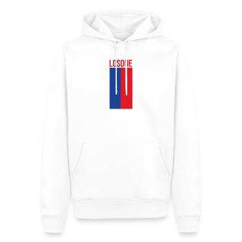 Minimalist Losone Flag Design - Men’s Premium Organic Hoodie - white - Front - Nico (187cm)