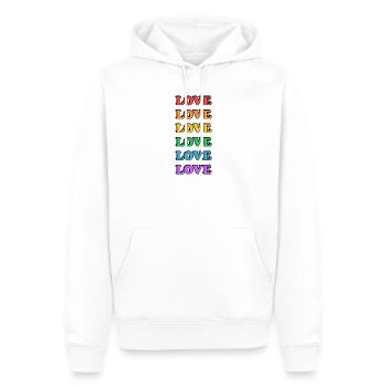 Regenbogen Liebe Typografisches Design - LGBTQ PRide - Männer Premium Bio Hoodie - Weiß - Vorne - Nico (187cm)