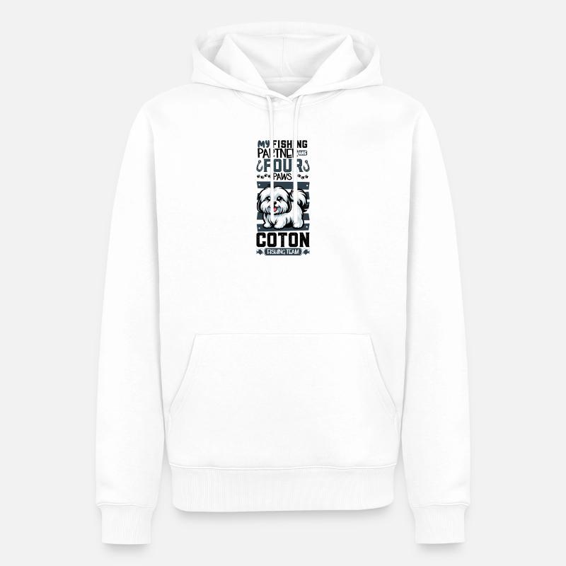 Pêche et Coton de Tuléar - Sweat à capuche Premium bio Homme - blanc