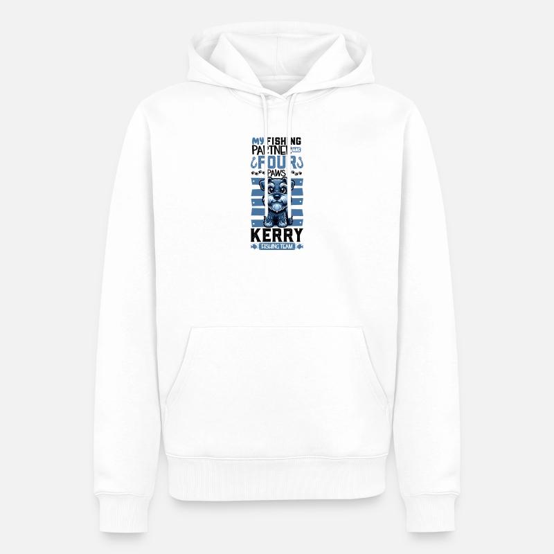 Pêche et Kerry Blue Terrier - Sweat à capuche Premium bio Homme - blanc