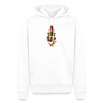 Lustiger Mops balanciert Weihnachtsgeschenke - Männer Premium Bio Hoodie - Weiß - Vorne - Nico (187cm)
