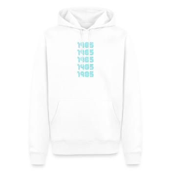 Année de naissance 1985 - Sweat à capuche Premium bio Homme - blanc - Devant - Nico (187cm)