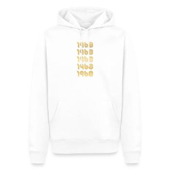 Année 1968 - Sweat à capuche Premium bio Homme - blanc - Devant - Nico (187cm)