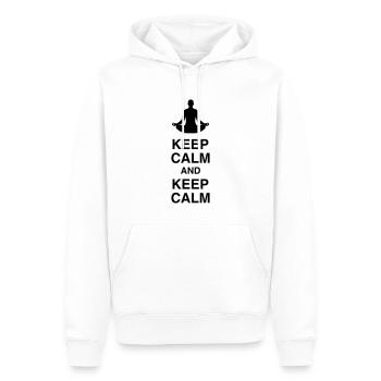 Ruhe bewahren und ruhig bleiben / Yoga / Meditation - Männer Premium Bio Hoodie - Weiß - Vorne - Nico (187cm)