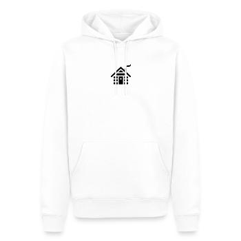Hütte mit Rauch (schwarz) - Männer Premium Bio Hoodie - Weiß - Vorne - Nico (187cm)
