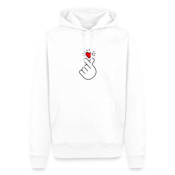 K-Pop Coeur, Corée, Coeur De Doigt, K-drama, Coréen - Sweat à capuche Premium bio Homme - blanc - Devant - Nico (187cm)