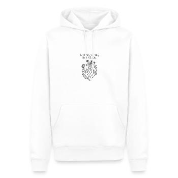 Ich bin mutig und stark für einen Optimisten - Männer Premium Bio Hoodie - Weiß - Vorne - Nico (187cm)