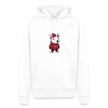 Bull Terrier Chien Hiver - Sweat à capuche Premium bio Homme - blanc - Devant - Nico (187cm)