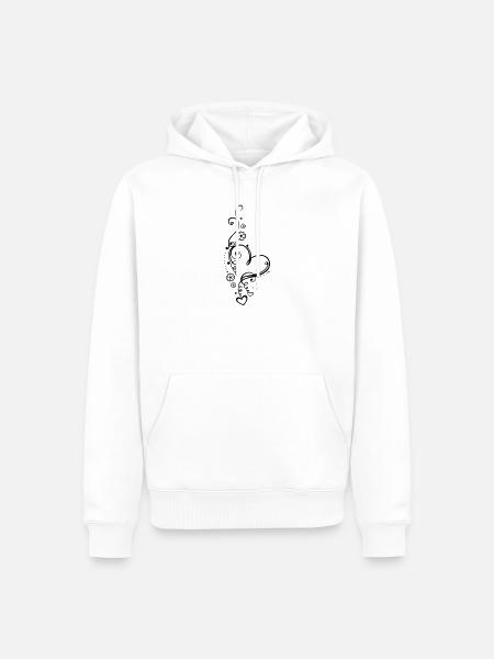 Corazón grande con pequeños corazones y flores - Sudadera con capucha prémium ecológica para hombre - blanco