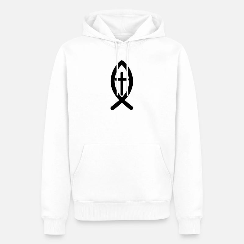 Symbole de Jésus - Sweat à capuche Premium bio Homme - blanc