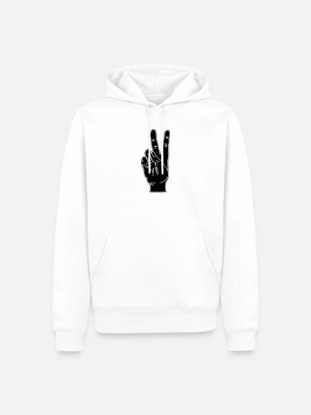 Black hand gesture peace - Men’s Premium Organic Hoodie - white