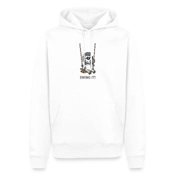 Cool cute zebra cartoon on swing - Men’s Premium Organic Hoodie - white - Front - Nico (187cm)