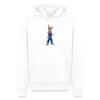 Sportlicher Hase im Trainingslook  - Männer Premium Bio Hoodie - Weiß - Vorne - Nico (187cm)