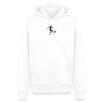 Neon Fußballer mit Energieball - Männer Premium Bio Hoodie - Weiß - Vorne - Nico (187cm)