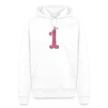 Pinkes Kronen-1 Design - Männer Premium Bio Hoodie - Weiß - Vorne - Nico (187cm)