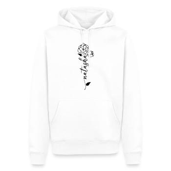 Natasha Nom Prénom Nom Fleur - Sweat à capuche Premium bio Homme - blanc - Devant - Nico (187cm)
