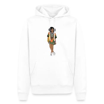 Fashion femme noire afro - Sweat à capuche Premium bio Homme - blanc - Devant - Nico (187cm)