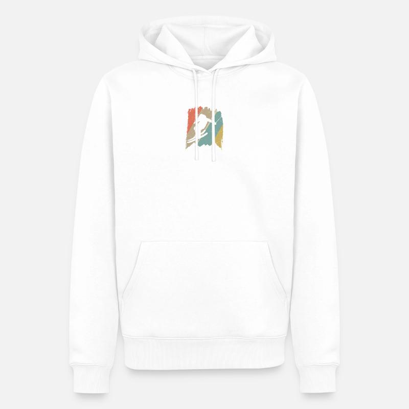 Retro Snowboard Silhouette auf Pastellstreifen - Männer Premium Bio Hoodie - Weiß