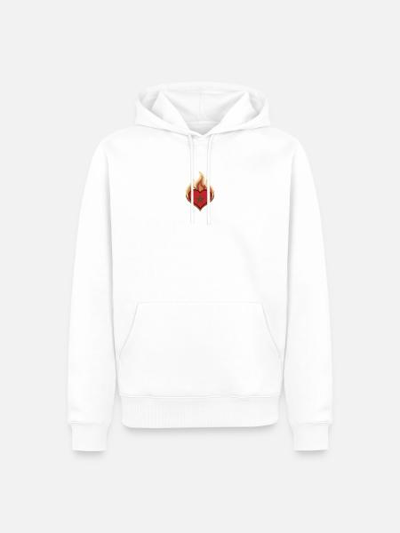 Morocco Flag Heart on Fire - Männer Premium Bio Hoodie - Weiß