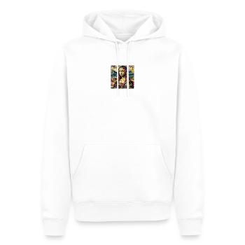 Mona Lisa meets Hundertwasser - Männer Premium Bio Hoodie - Weiß - Vorne - Nico (187cm)