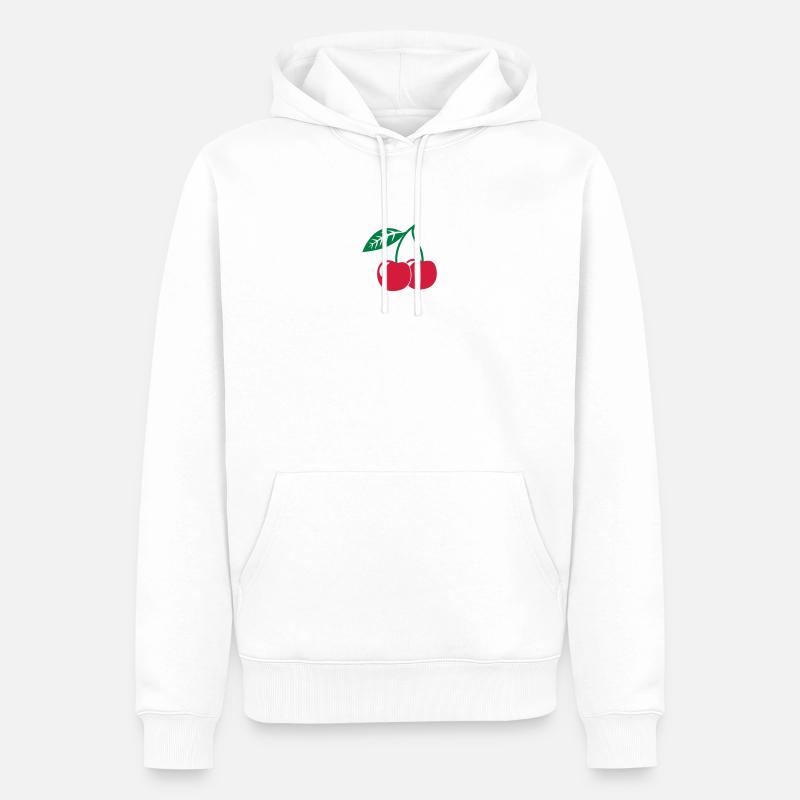 Kirsche, 2fb - Männer Premium Bio Hoodie - Weiß