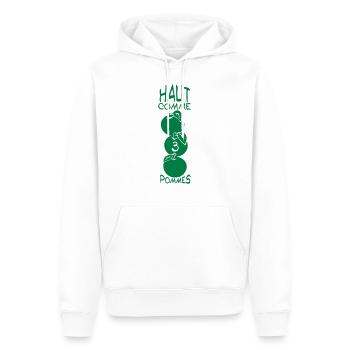 haut comme trois 3 pommes citation humour - Sweat à capuche Premium bio Homme - blanc - Devant - Nico (187cm)